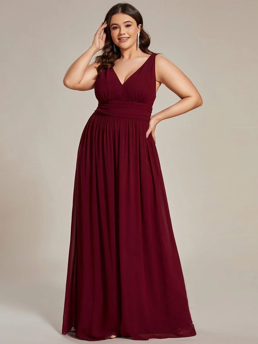 ever HUSH|V Neck Sleeveless Pleated Chiffon Evening Dress - Image 33
