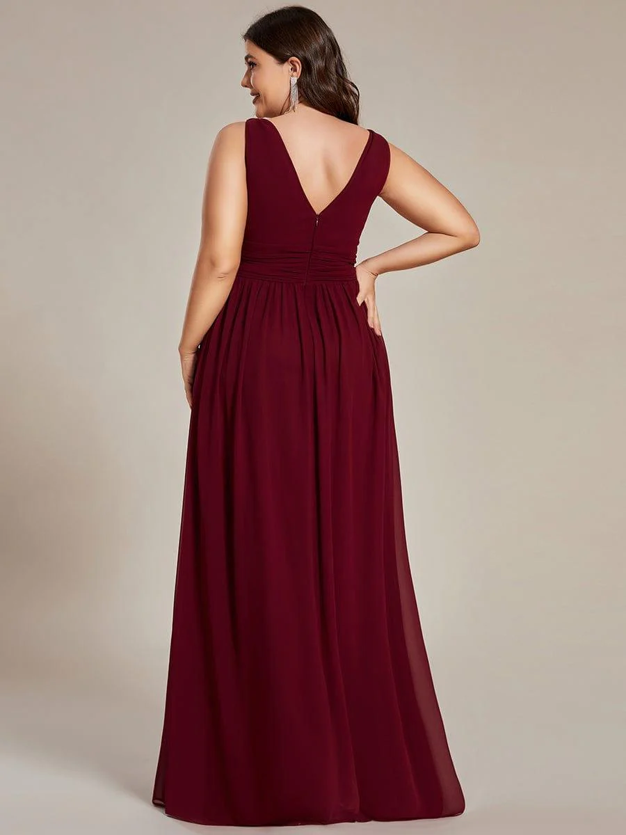ever HUSH|V Neck Sleeveless Pleated Chiffon Evening Dress - Image 34