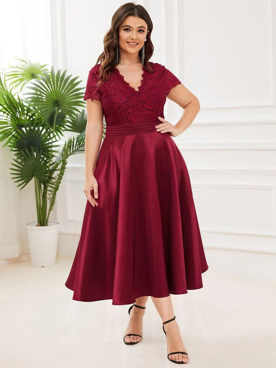 ever HARLEY|Embroidered Floral V Neck Short Sleeves Midi A-Line Formal Dress - Image 19