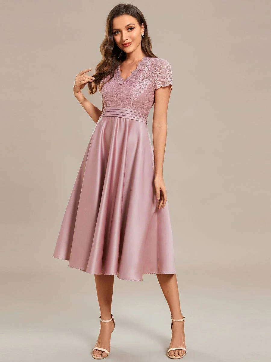 ever HARLEY|Embroidered Floral V Neck Short Sleeves Midi A-Line Formal Dress - Image 39