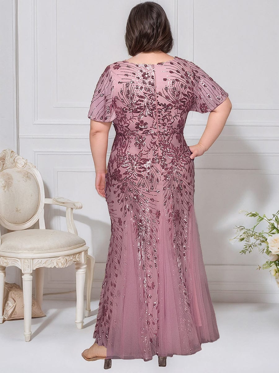 ever ANNIKA|Embroidered Sequin Ruffle Sleeve Evening Dress - Image 14