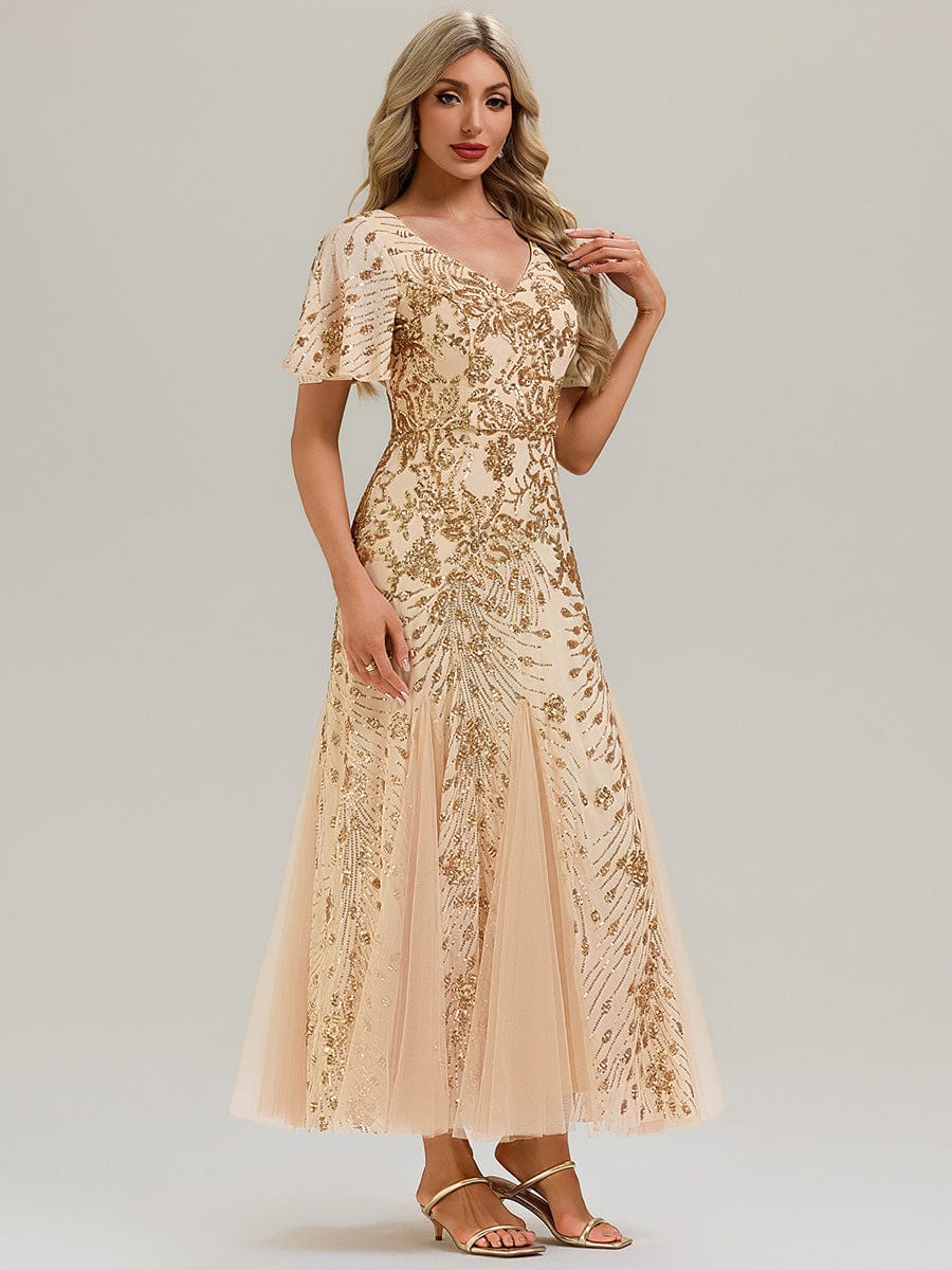ever ANNIKA|Embroidered Sequin Ruffle Sleeve Evening Dress - Image 16