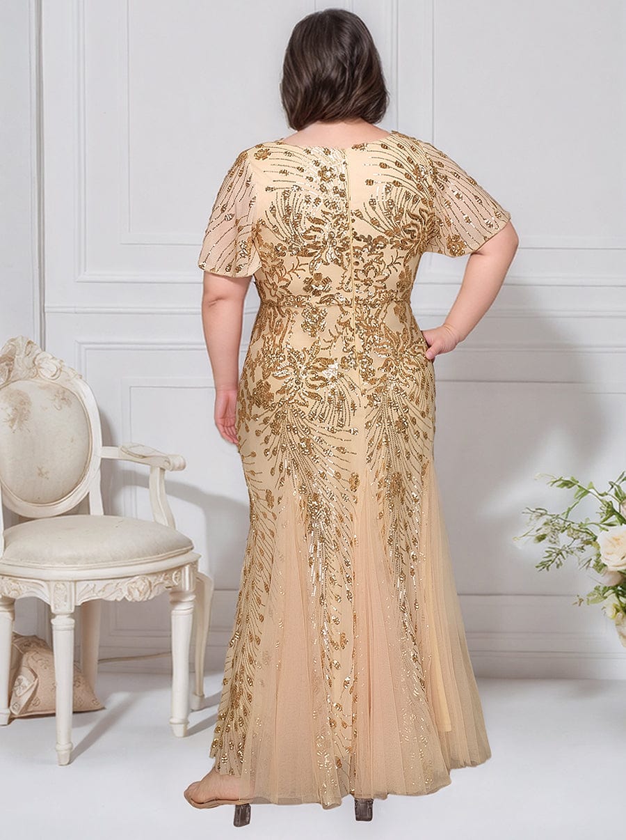 ever ANNIKA|Embroidered Sequin Ruffle Sleeve Evening Dress - Image 19