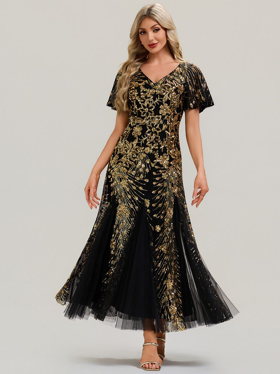 ever ANNIKA|Embroidered Sequin Ruffle Sleeve Evening Dress - Image 20