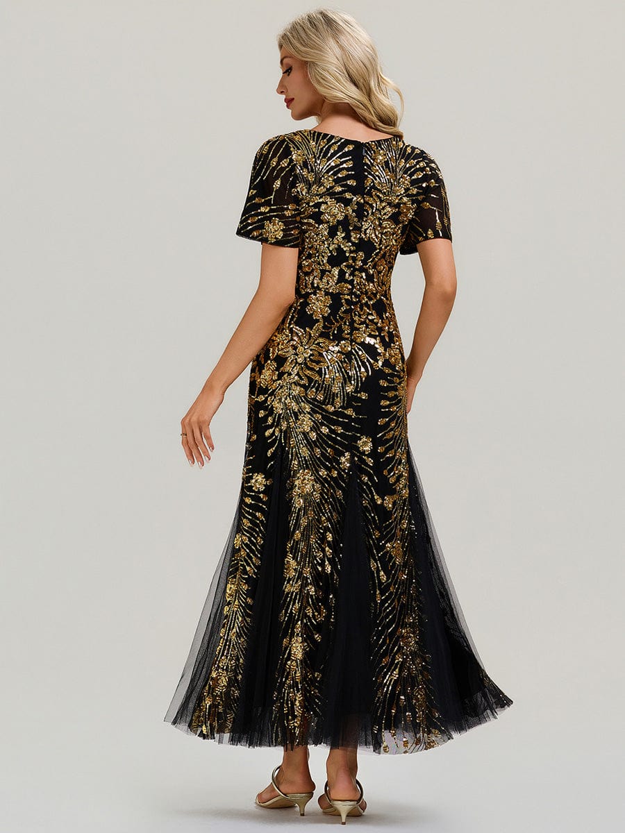 ever ANNIKA|Embroidered Sequin Ruffle Sleeve Evening Dress - Image 21