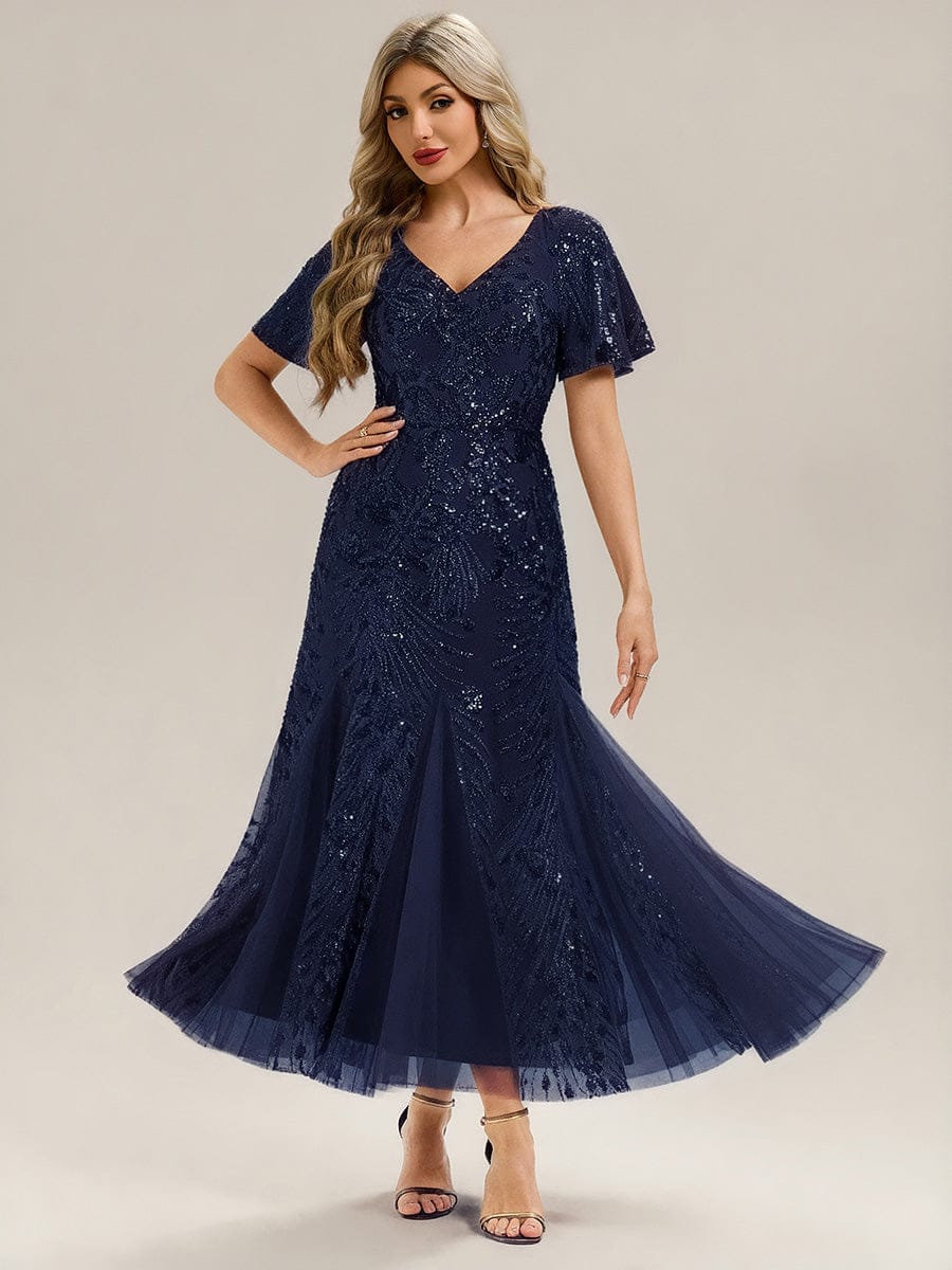 ever ANNIKA|Embroidered Sequin Ruffle Sleeve Evening Dress - Image 22