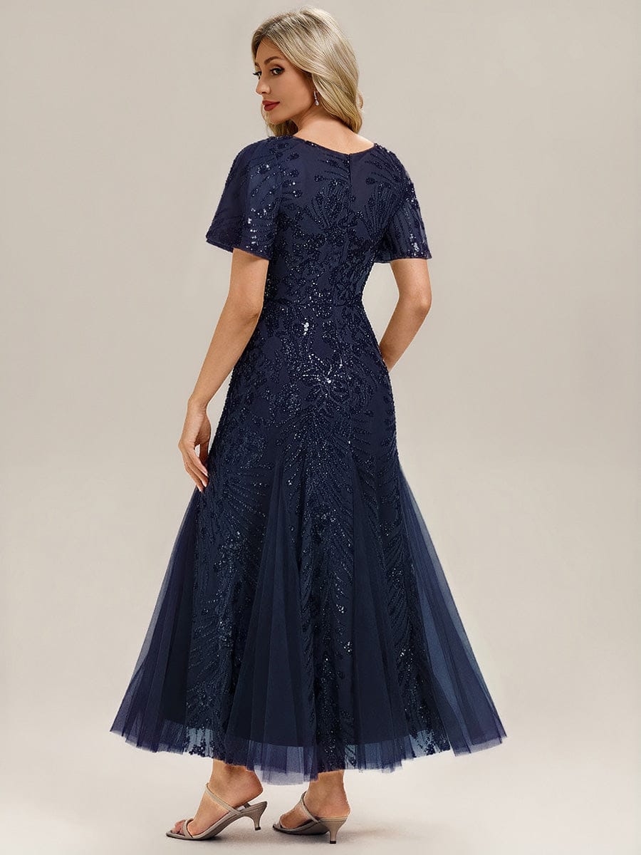 ever ANNIKA|Embroidered Sequin Ruffle Sleeve Evening Dress - Image 23