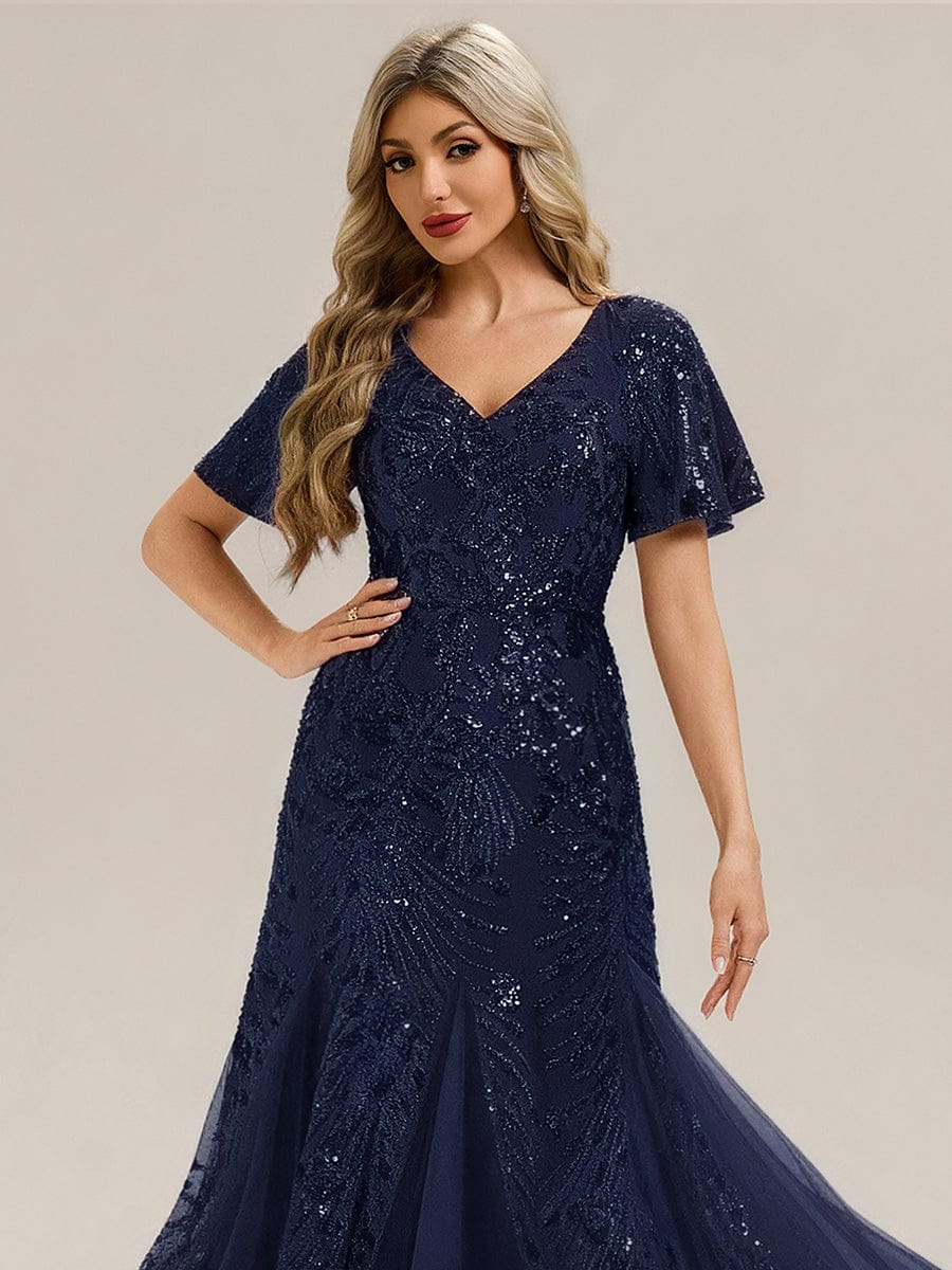 ever ANNIKA|Embroidered Sequin Ruffle Sleeve Evening Dress - Image 24