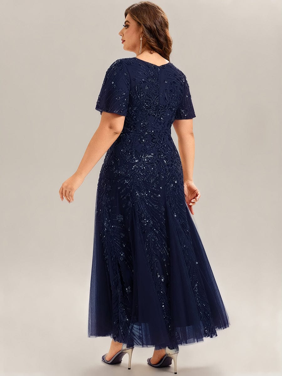 ever ANNIKA|Embroidered Sequin Ruffle Sleeve Evening Dress - Image 26