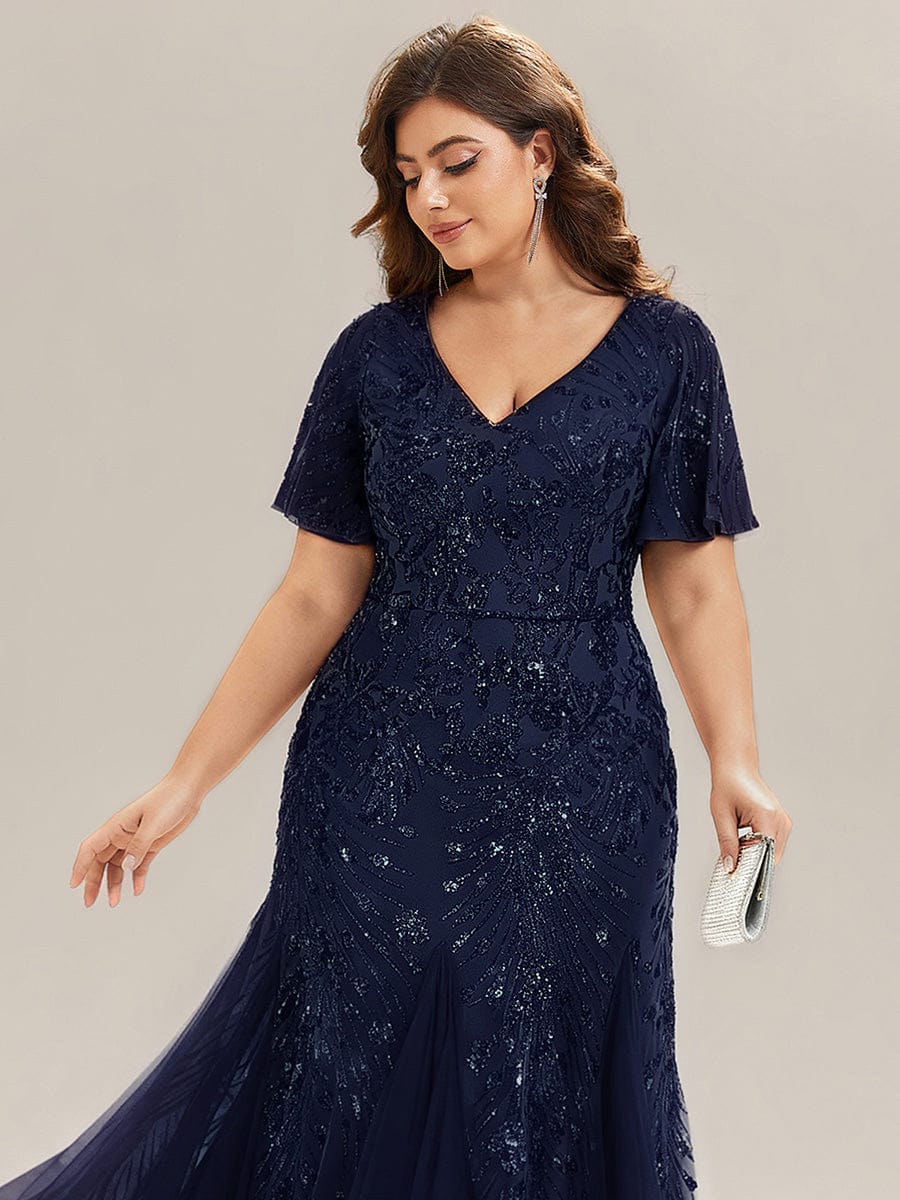 ever ANNIKA|Embroidered Sequin Ruffle Sleeve Evening Dress - Image 27