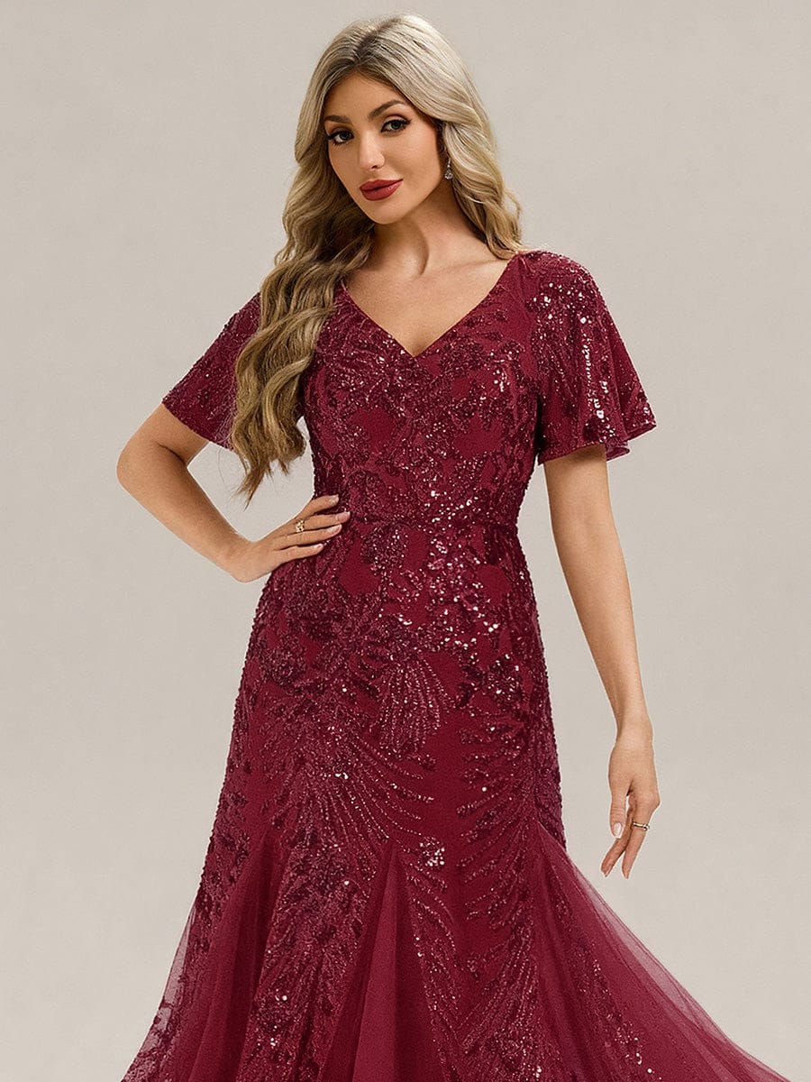 ever ANNIKA|Embroidered Sequin Ruffle Sleeve Evening Dress - Image 30