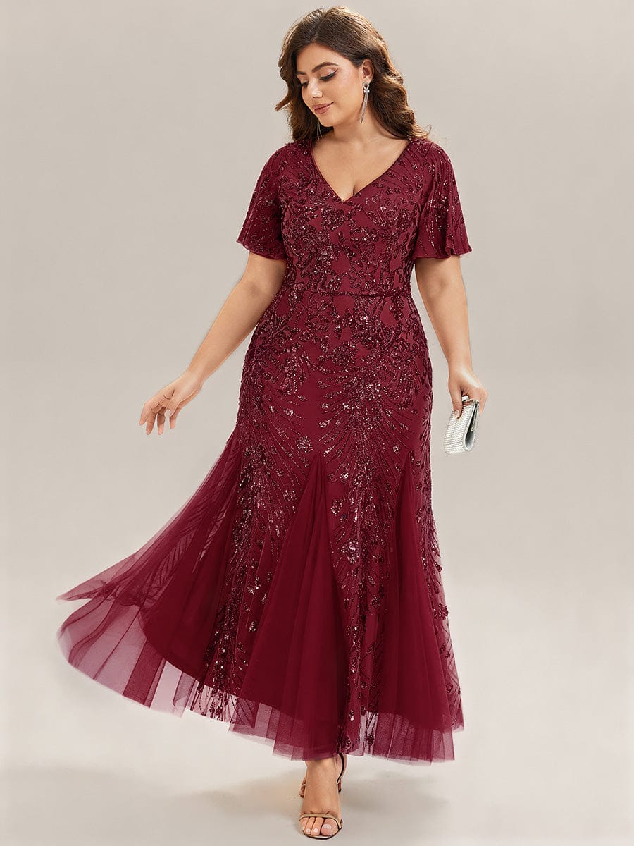 ever ANNIKA|Embroidered Sequin Ruffle Sleeve Evening Dress - Image 31