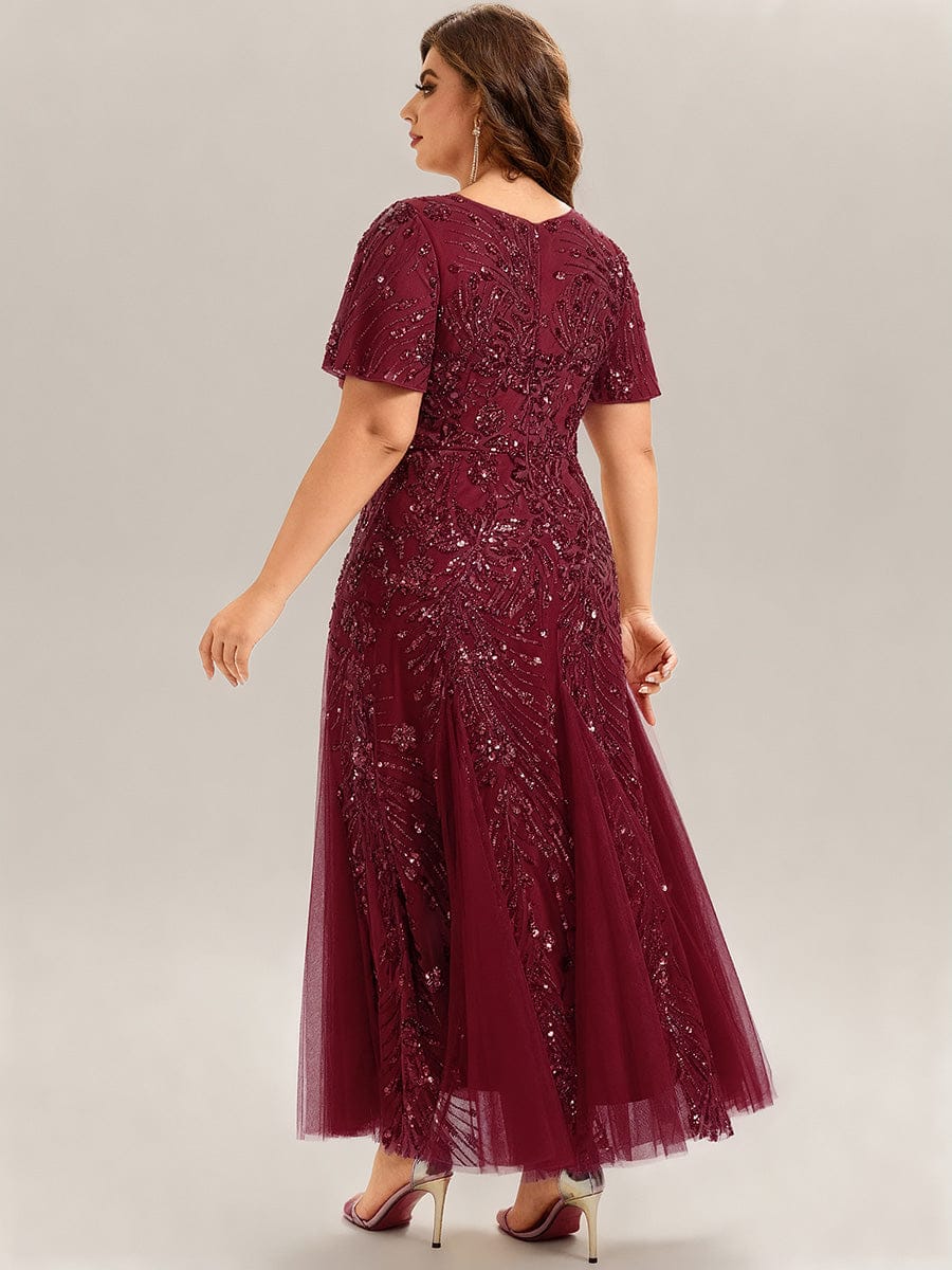 ever ANNIKA|Embroidered Sequin Ruffle Sleeve Evening Dress - Image 32
