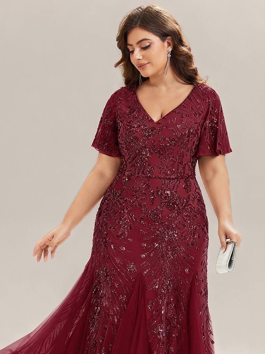 ever ANNIKA|Embroidered Sequin Ruffle Sleeve Evening Dress - Image 33