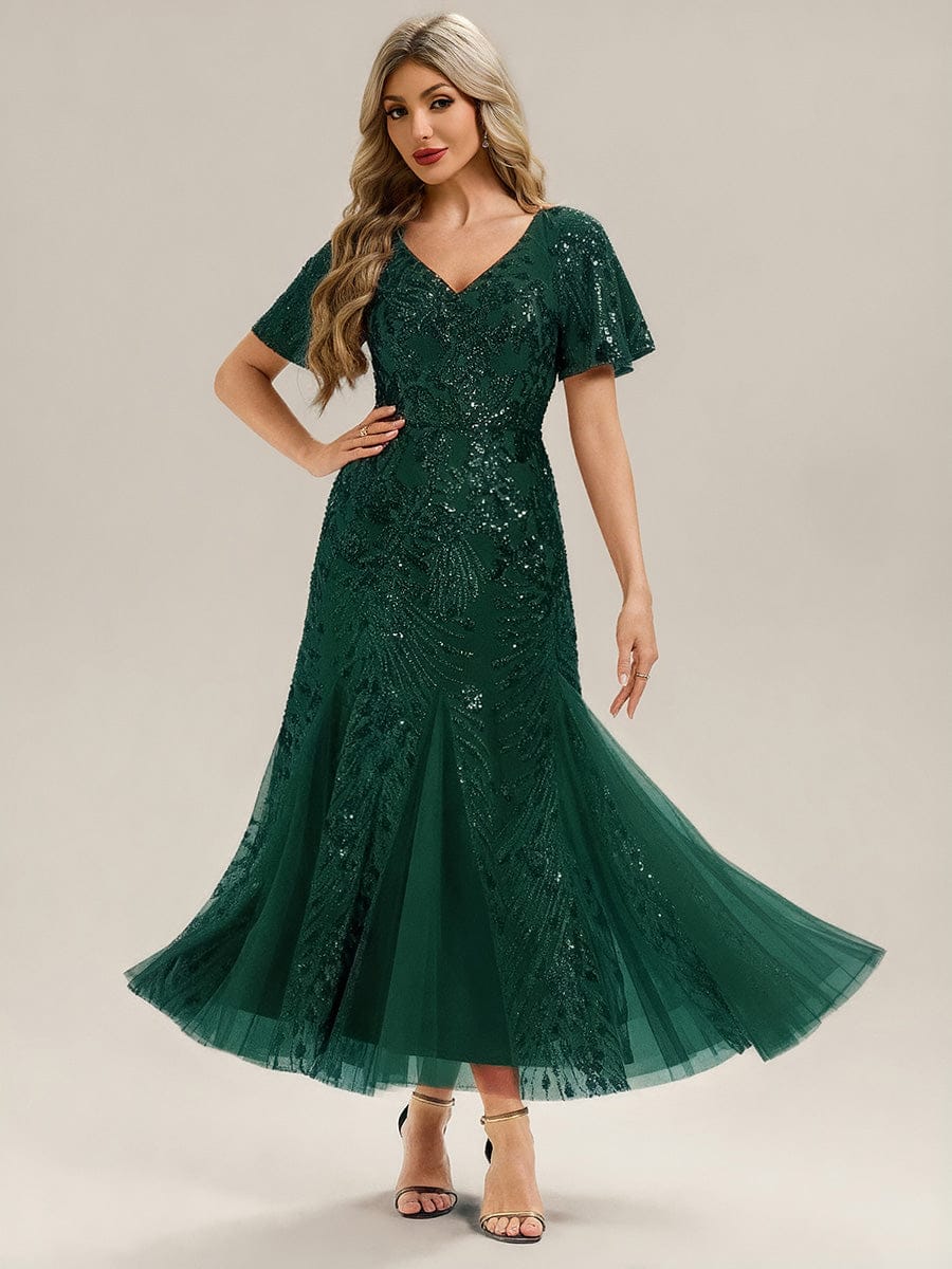 ever ANNIKA|Embroidered Sequin Ruffle Sleeve Evening Dress - Image 34