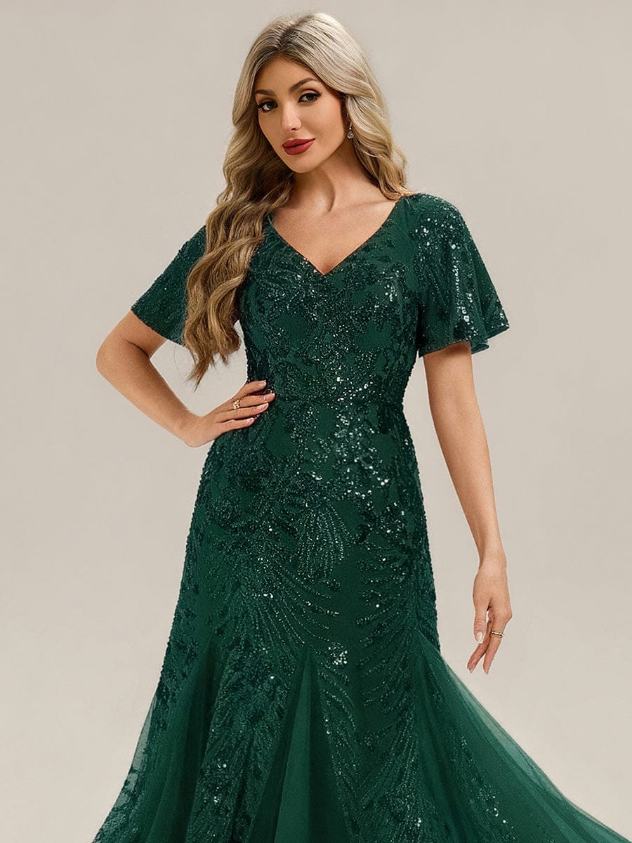 ever ANNIKA|Embroidered Sequin Ruffle Sleeve Evening Dress - Image 36