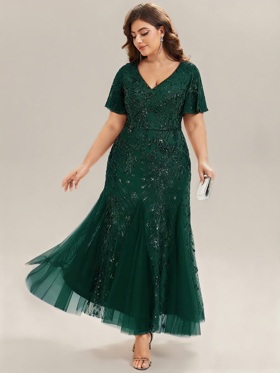 ever ANNIKA|Embroidered Sequin Ruffle Sleeve Evening Dress - Image 37