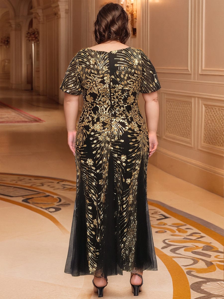 ever ANNIKA|Embroidered Sequin Ruffle Sleeve Evening Dress - Image 9