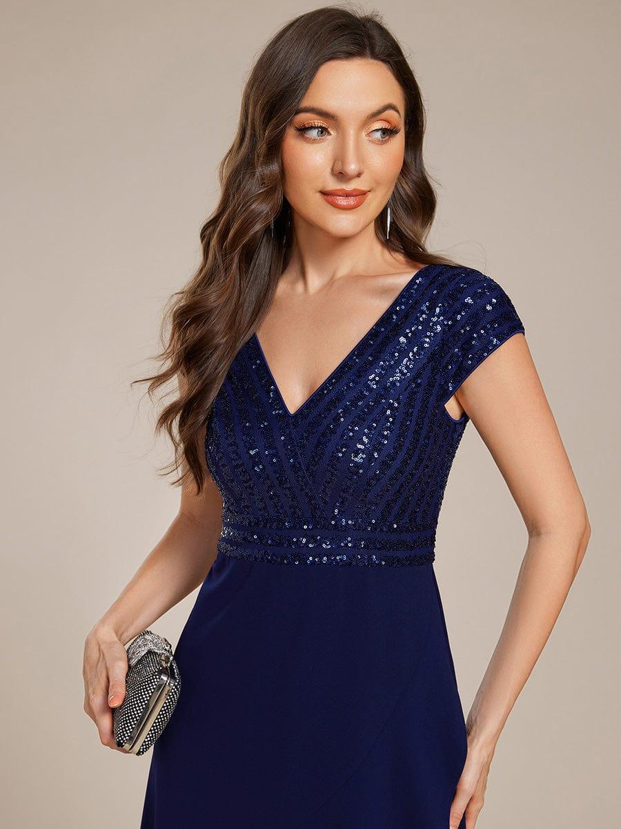 ever BAYLOR|Short Sleeve Sequin Asymmetrical Midi Evening Dress - Image 13