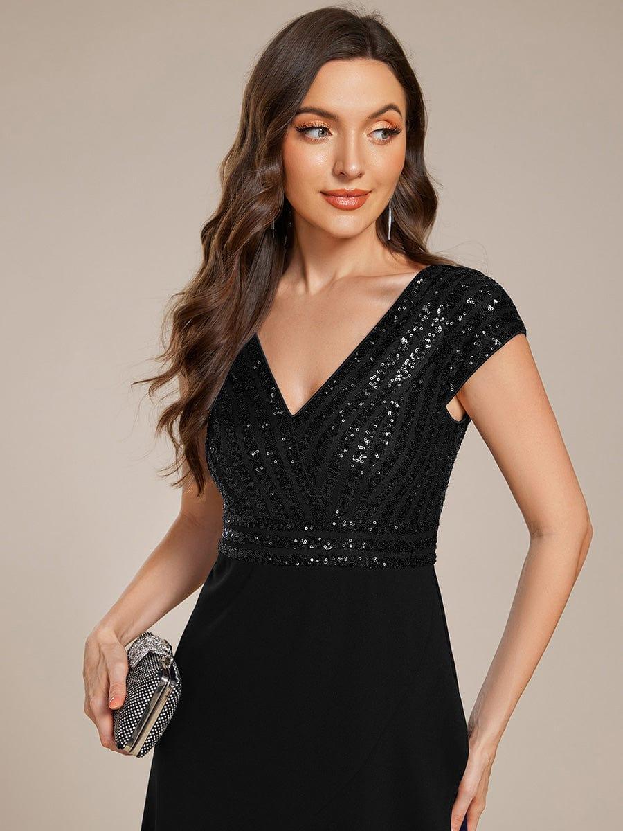 ever BAYLOR|Short Sleeve Sequin Asymmetrical Midi Evening Dress - Image 3