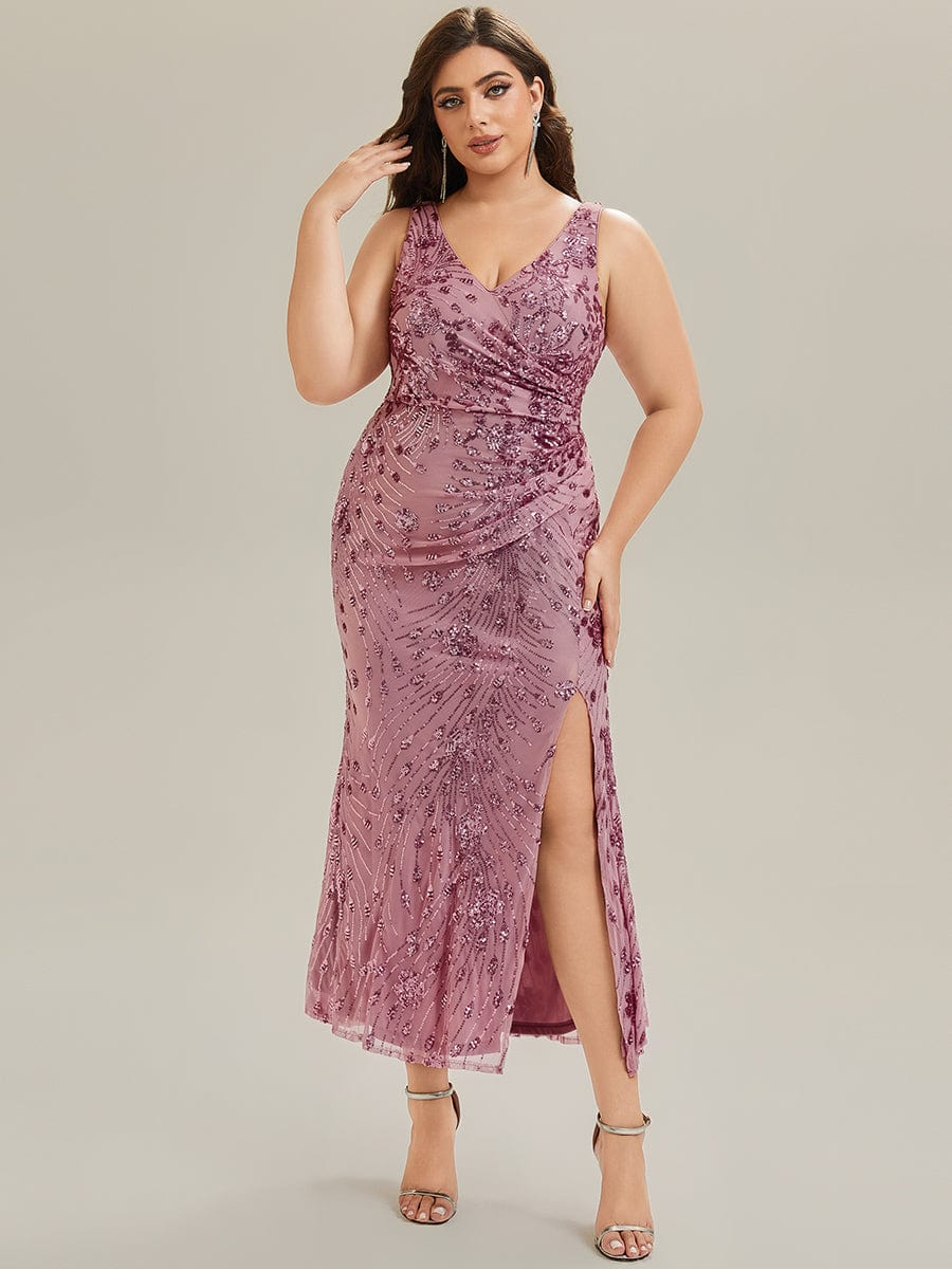 ever JUNIPER|Plus Size Ruched Sequin Bodycon Evening Dress - Image 4