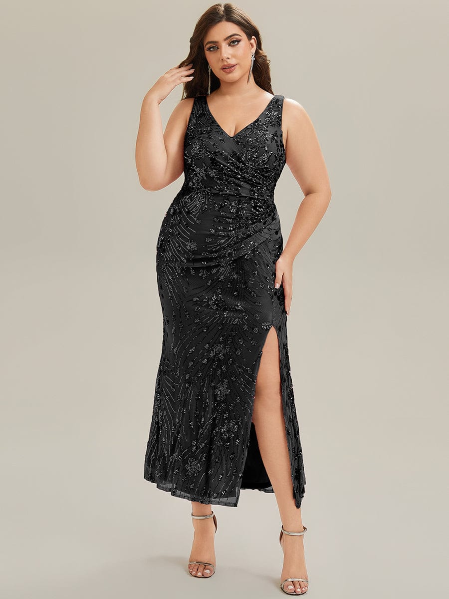 ever JUNIPER|Plus Size Ruched Sequin Bodycon Evening Dress - Image 9