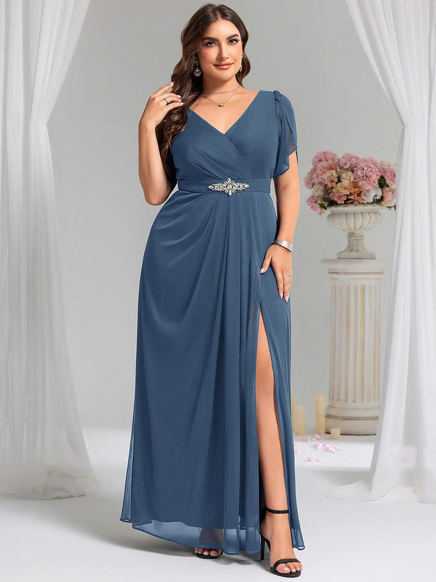 ever NOAH|Rhinestone Embellished Chiffon Ruffle Sleeve Wedding Guest Dress - Image 20