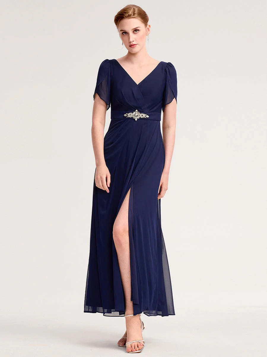 ever NOAH|Rhinestone Embellished Chiffon Ruffle Sleeve Wedding Guest Dress - Image 21