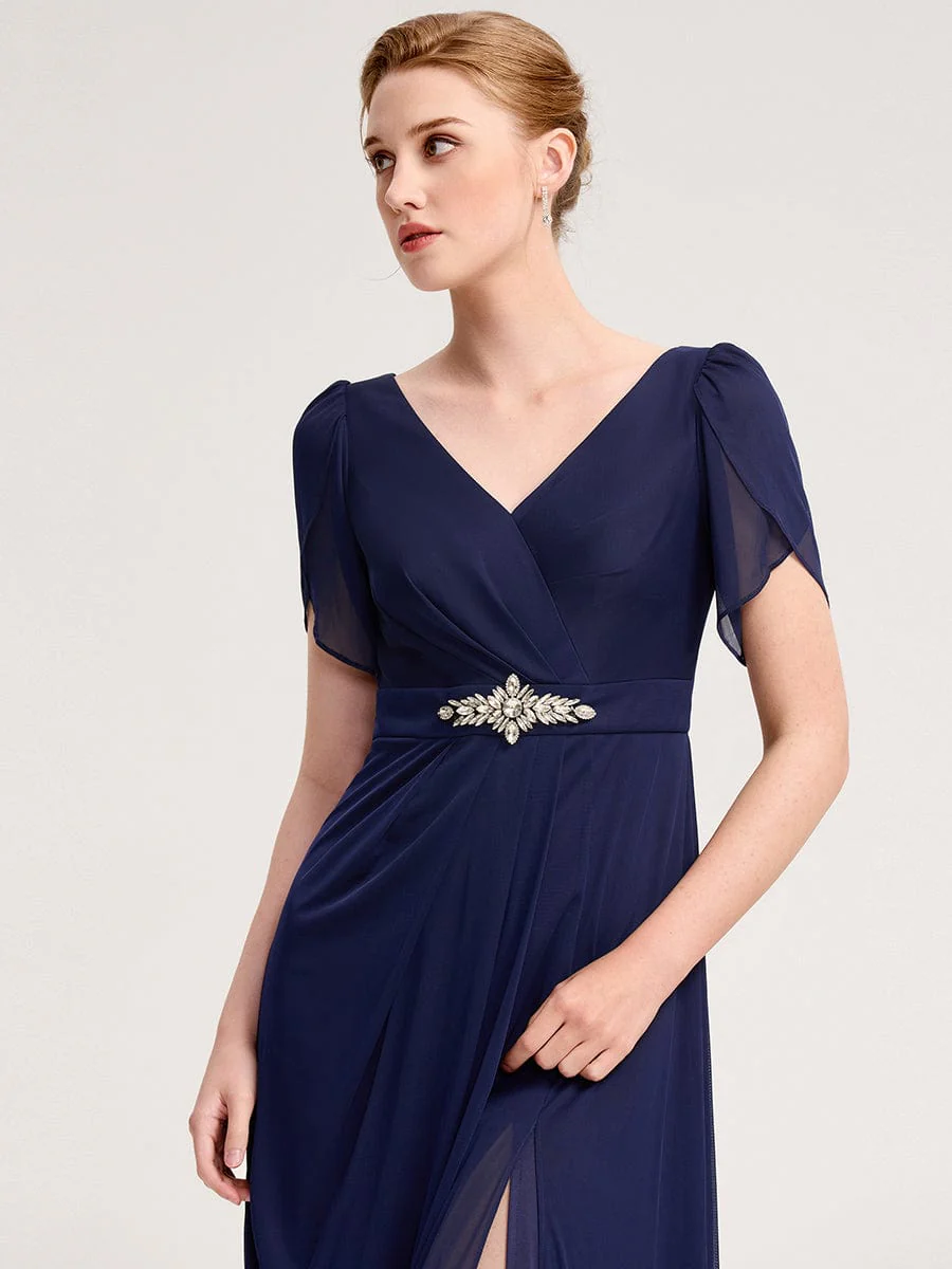 ever NOAH|Rhinestone Embellished Chiffon Ruffle Sleeve Wedding Guest Dress - Image 23
