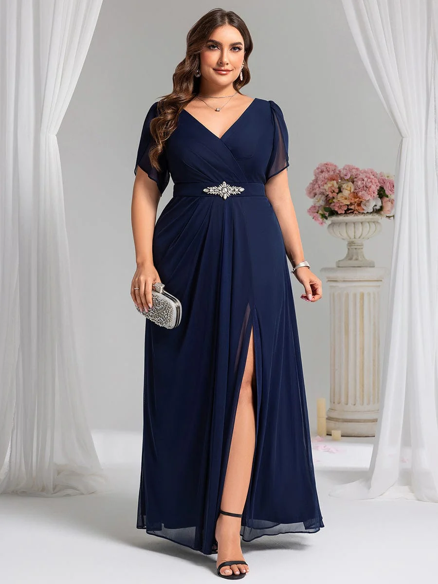 ever NOAH|Rhinestone Embellished Chiffon Ruffle Sleeve Wedding Guest Dress - Image 26