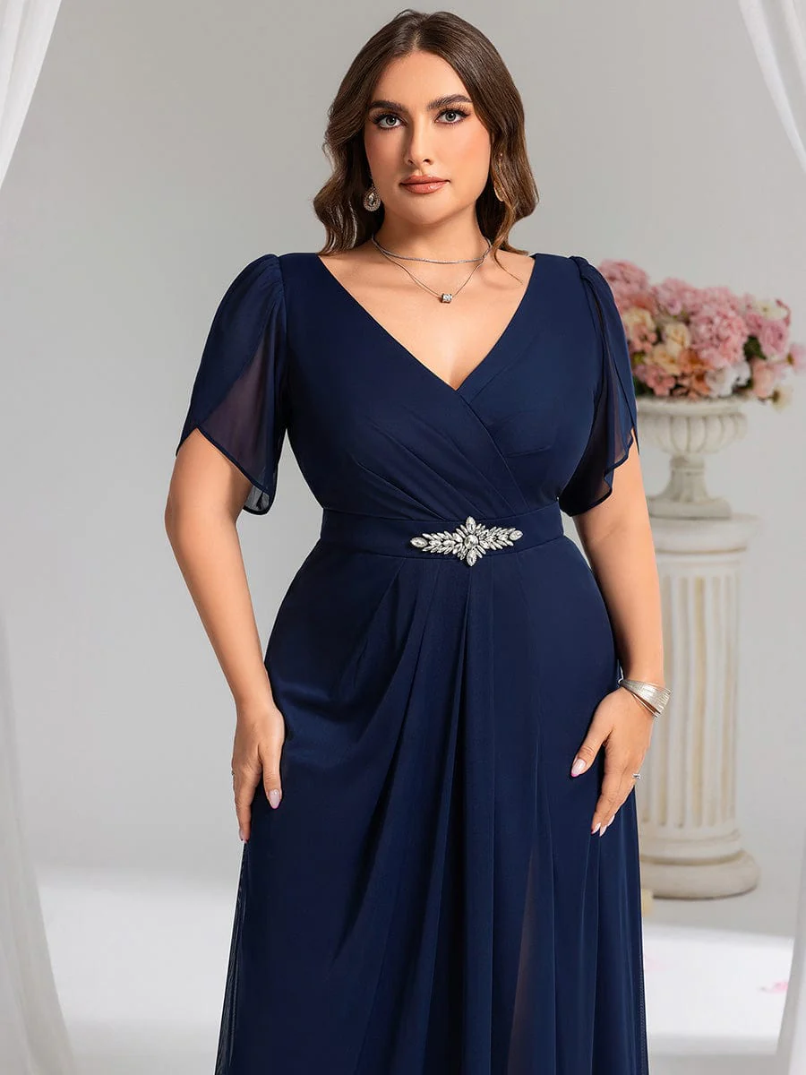 ever NOAH|Rhinestone Embellished Chiffon Ruffle Sleeve Wedding Guest Dress - Image 28