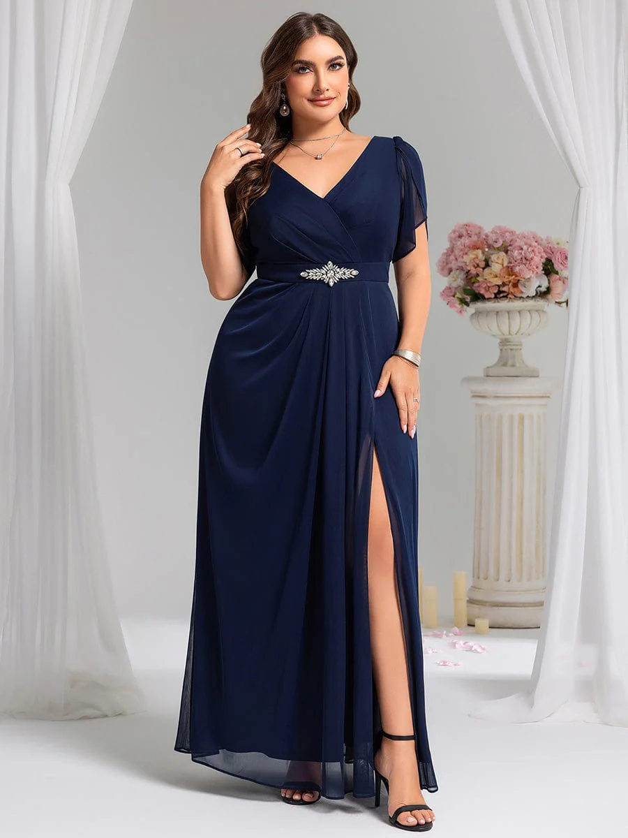 ever NOAH|Rhinestone Embellished Chiffon Ruffle Sleeve Wedding Guest Dress - Image 30