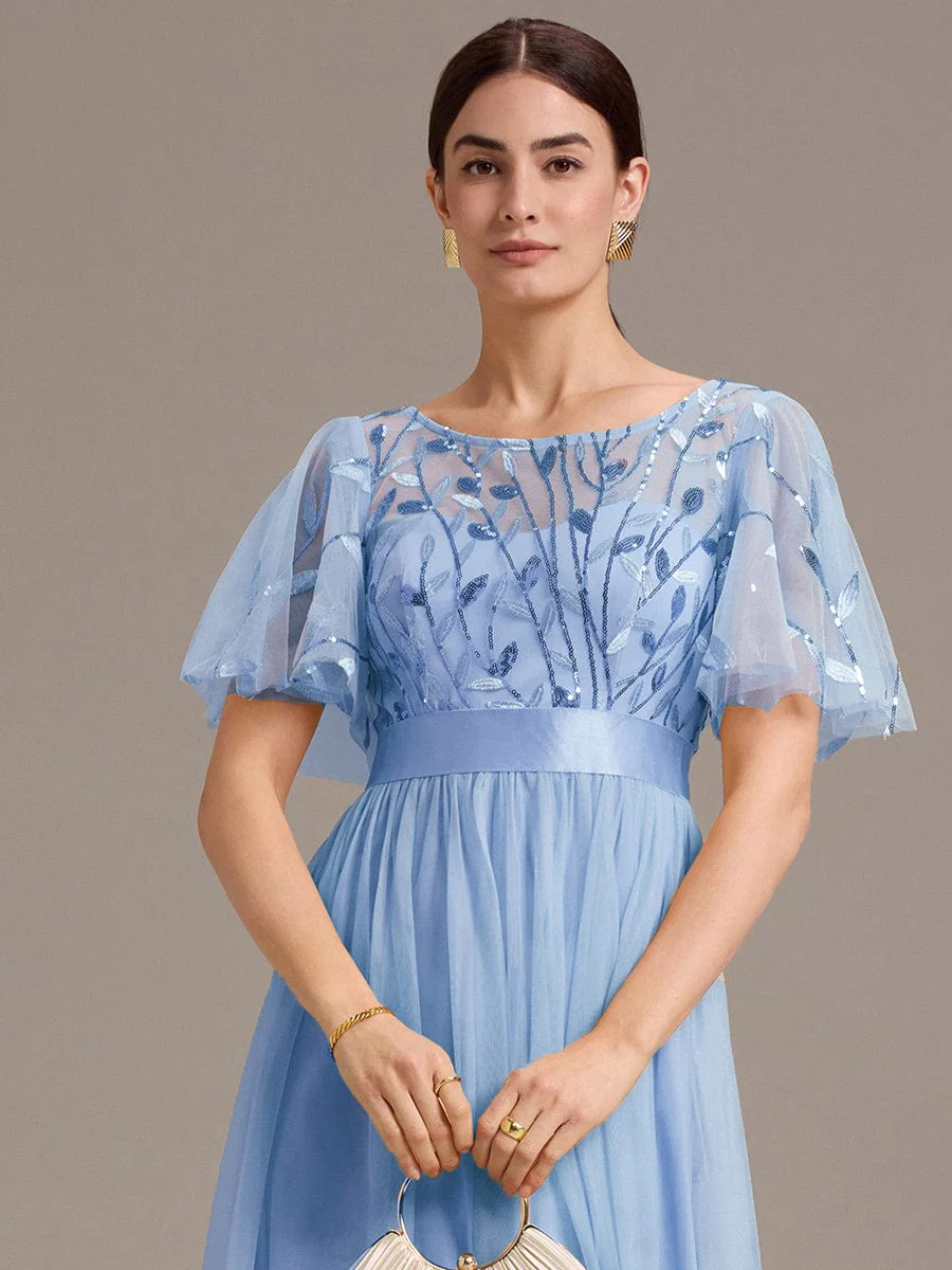 ever TAYLOR|Designer Sequin Leaf Midi Wedding Guest Dress - Image 11