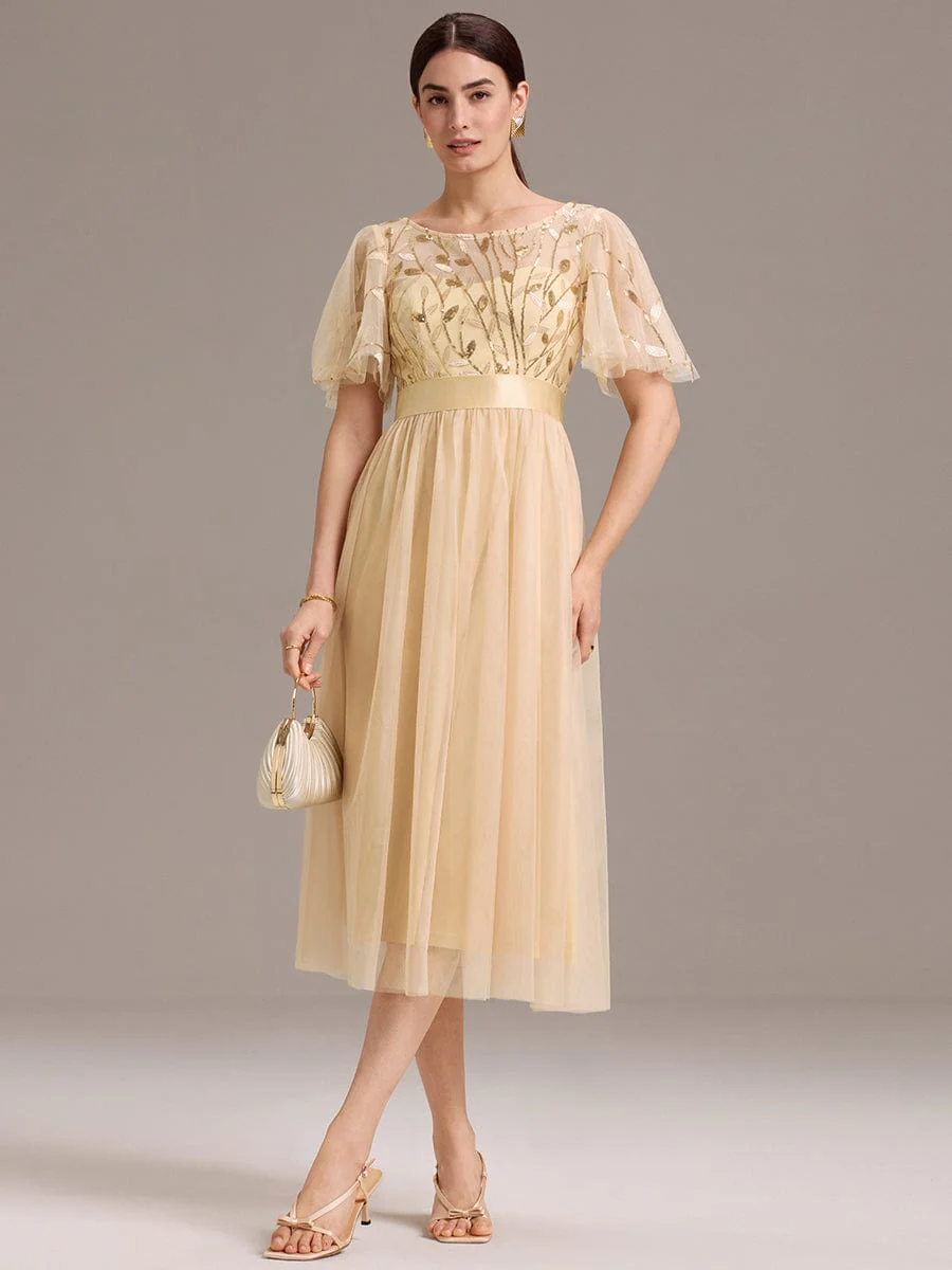 ever TAYLOR|Designer Sequin Leaf Midi Wedding Guest Dress - Image 61