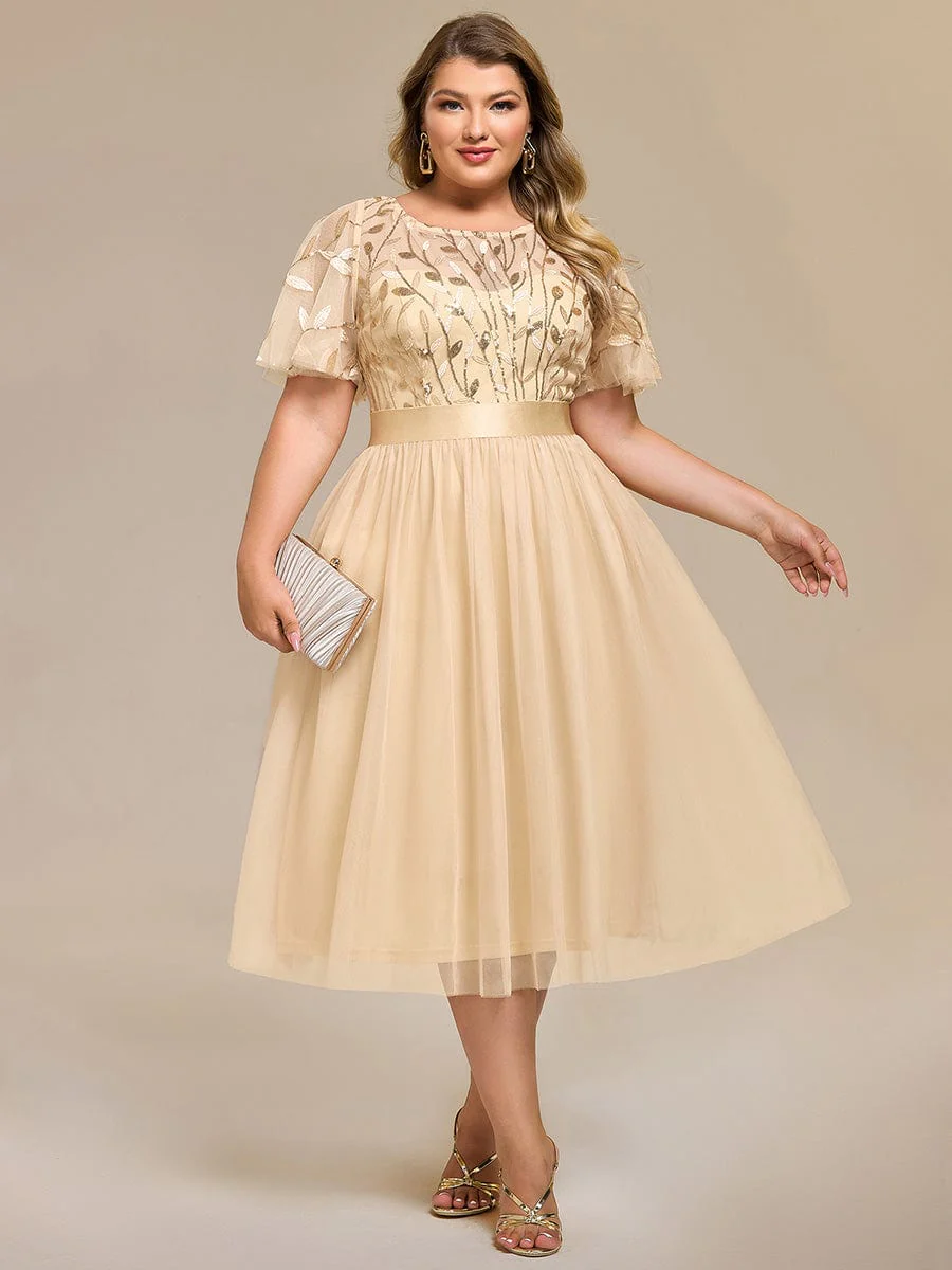 ever TAYLOR|Designer Sequin Leaf Midi Wedding Guest Dress - Image 63