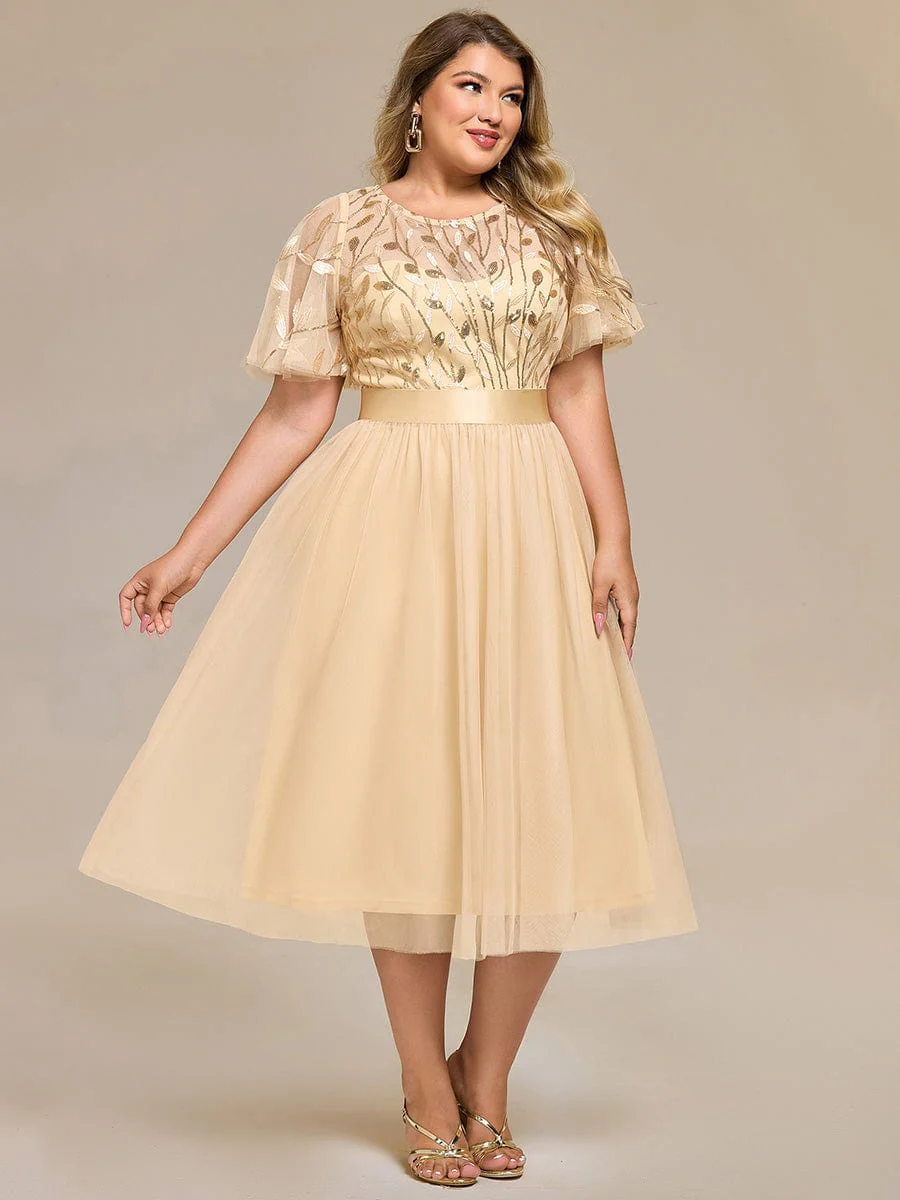 ever TAYLOR|Designer Sequin Leaf Midi Wedding Guest Dress - Image 66