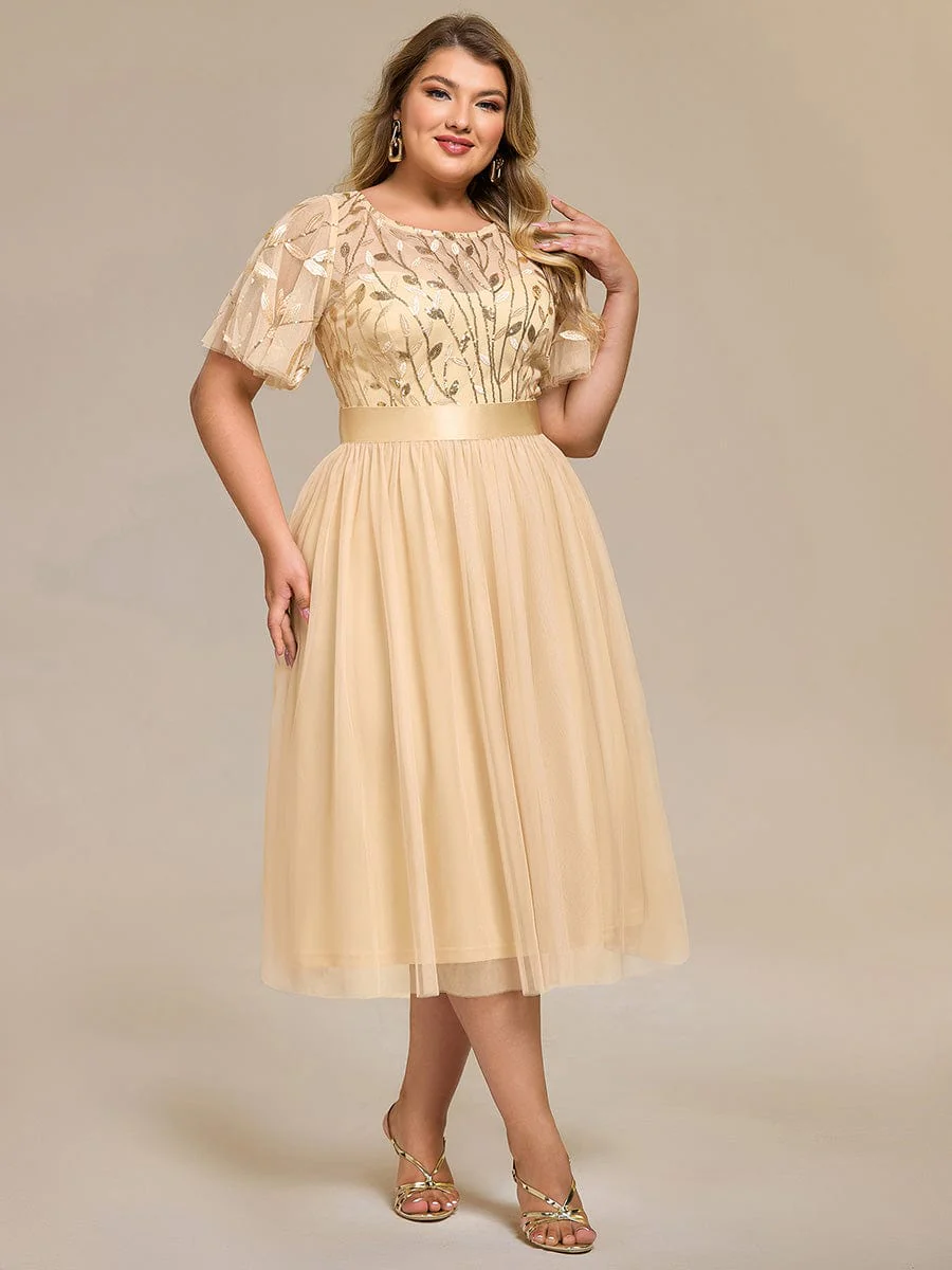 ever TAYLOR|Designer Sequin Leaf Midi Wedding Guest Dress - Image 67