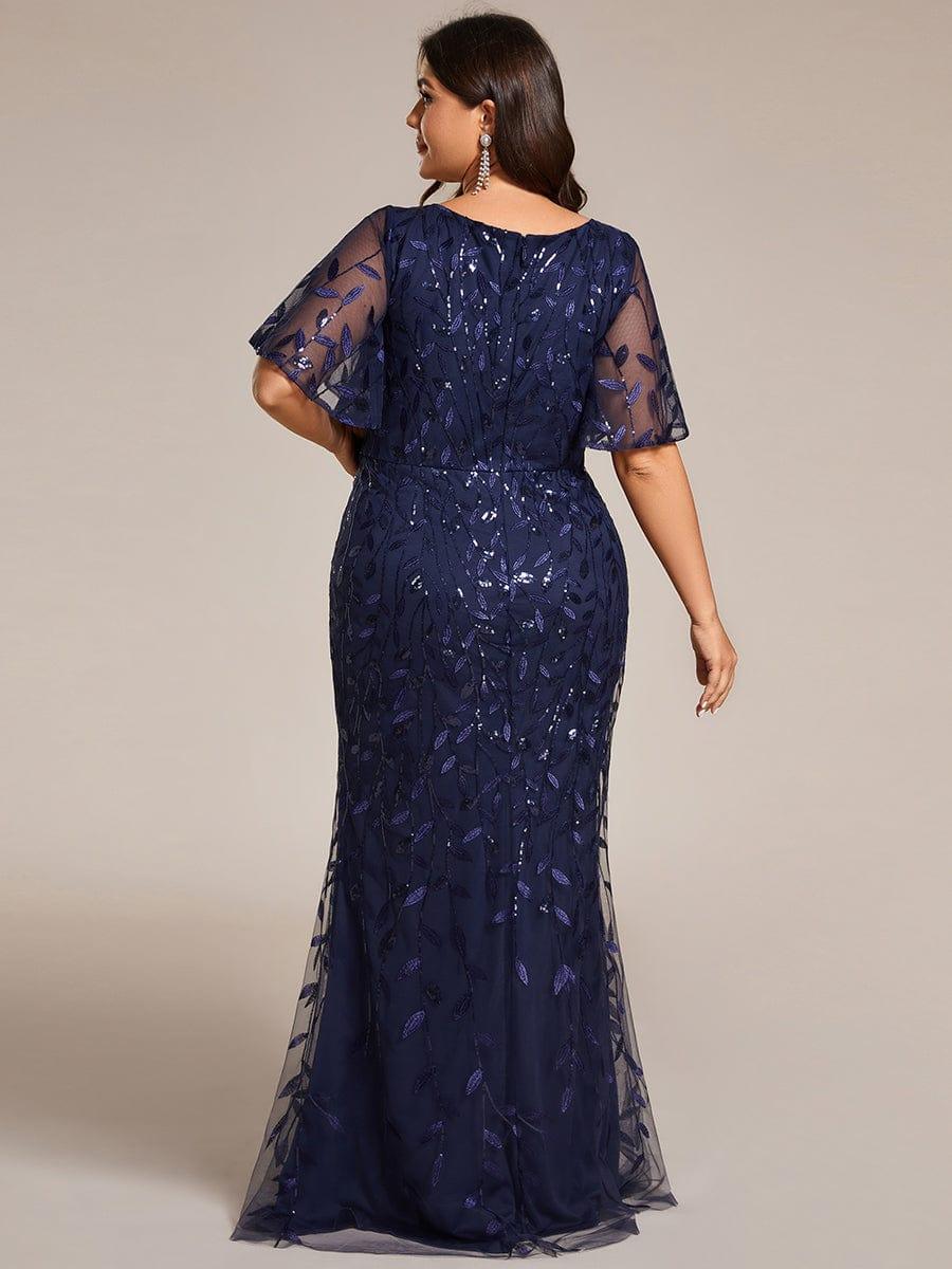 pretty DIONE|Fashion Plus Size V Neck Mermaid Sequin & Tulle Evening Dress(Final Sale) - Image 36