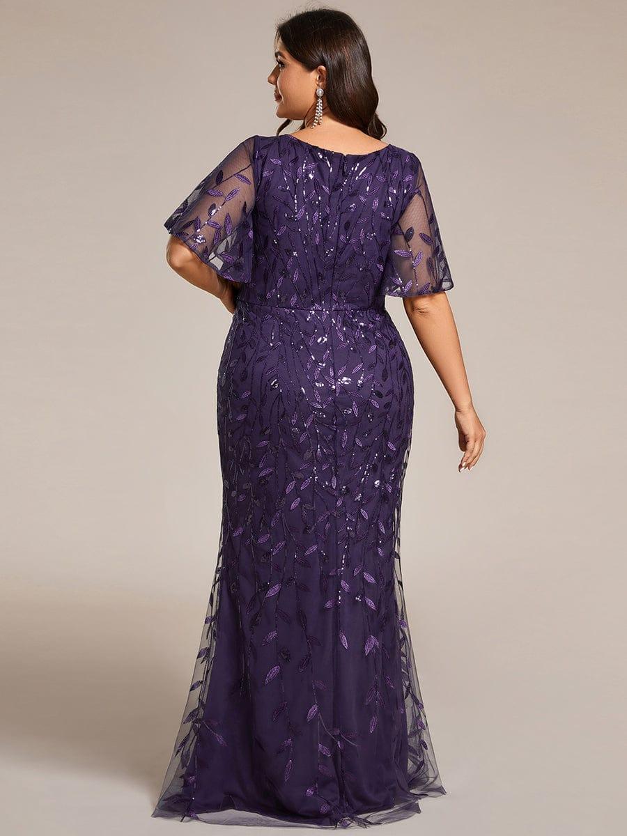 pretty DIONE|Fashion Plus Size V Neck Mermaid Sequin & Tulle Evening Dress(Final Sale) - Image 56