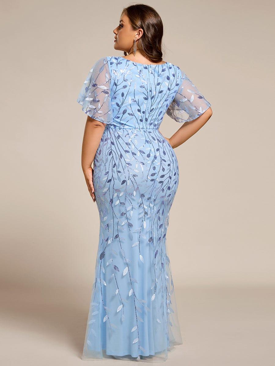 pretty DIONE|Fashion Plus Size V Neck Mermaid Sequin & Tulle Evening Dress(Final Sale) - Image 66