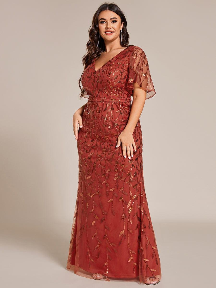 pretty DIONE|Fashion Plus Size V Neck Mermaid Sequin & Tulle Evening Dress(Final Sale) - Image 70