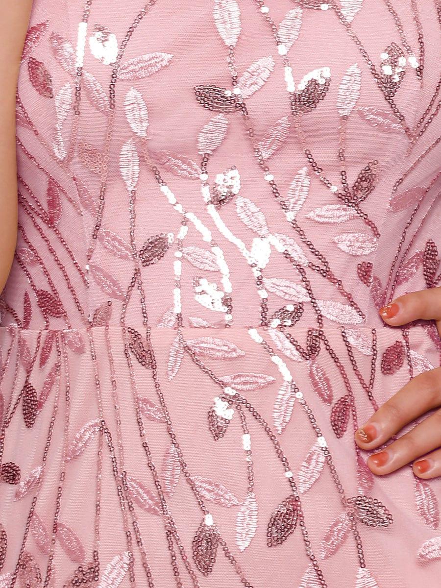 ever JADEN|Sequin Leaf Maxi Long Fishtail Tulle Prom Dresses With Half Sleeves - Image 57