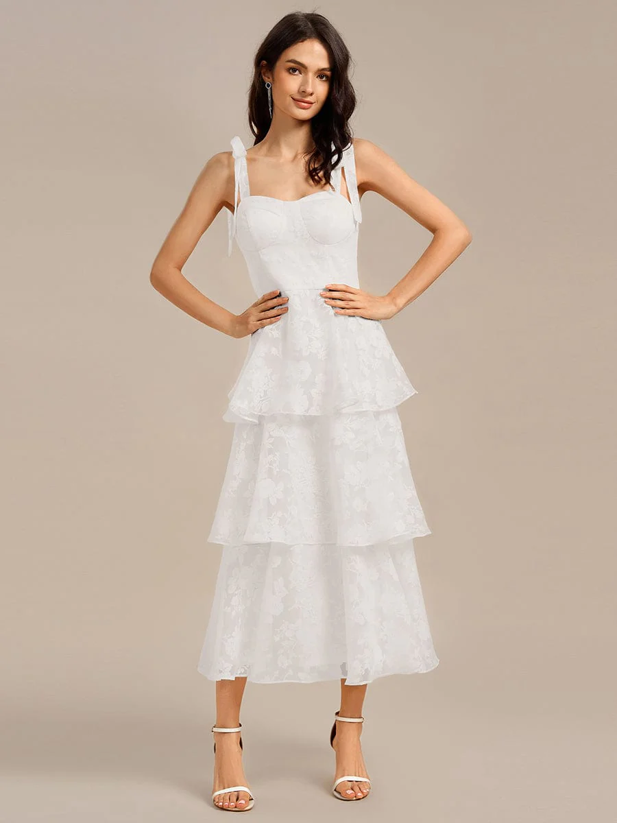 ever CODI|Floral Tie-Strap Bustier Tiered Midi Wedding Guest Dress - Image 11