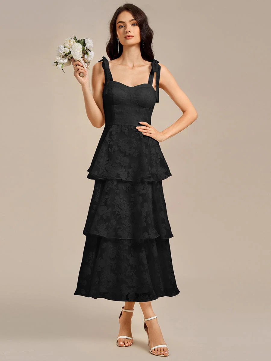 ever CODI|Floral Tie-Strap Bustier Tiered Midi Wedding Guest Dress - Image 13