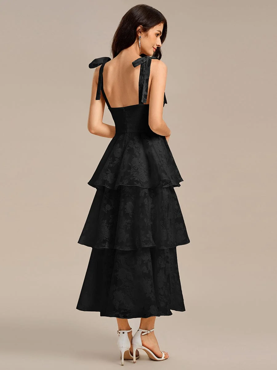 ever CODI|Floral Tie-Strap Bustier Tiered Midi Wedding Guest Dress - Image 14
