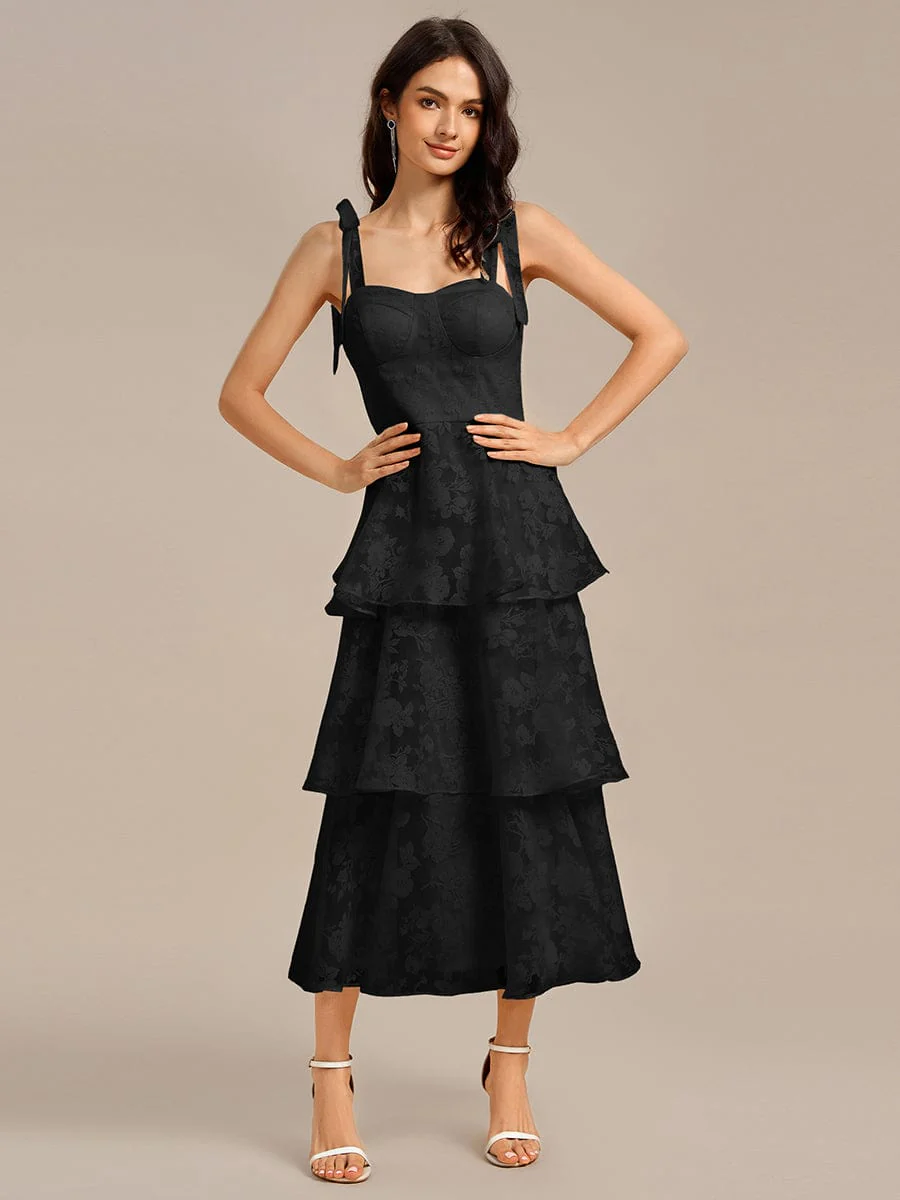 ever CODI|Floral Tie-Strap Bustier Tiered Midi Wedding Guest Dress - Image 16