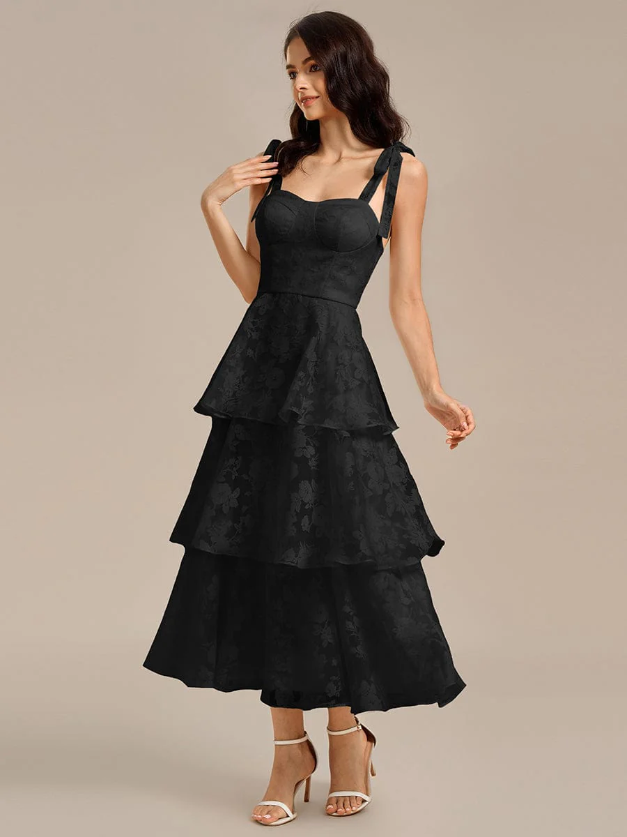 ever CODI|Floral Tie-Strap Bustier Tiered Midi Wedding Guest Dress - Image 17