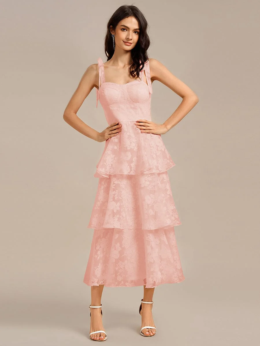 ever CODI|Floral Tie-Strap Bustier Tiered Midi Wedding Guest Dress - Image 21