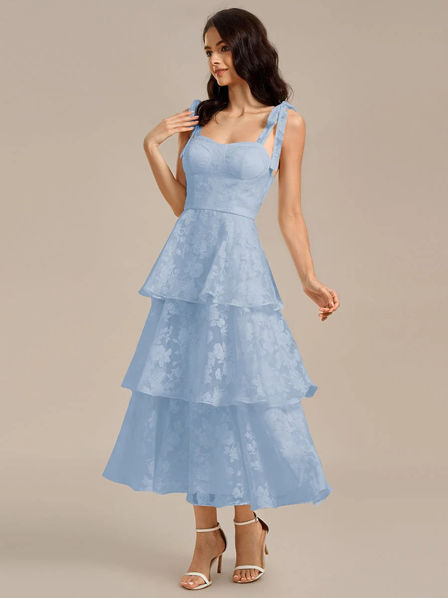 ever CODI|Floral Tie-Strap Bustier Tiered Midi Wedding Guest Dress - Image 24