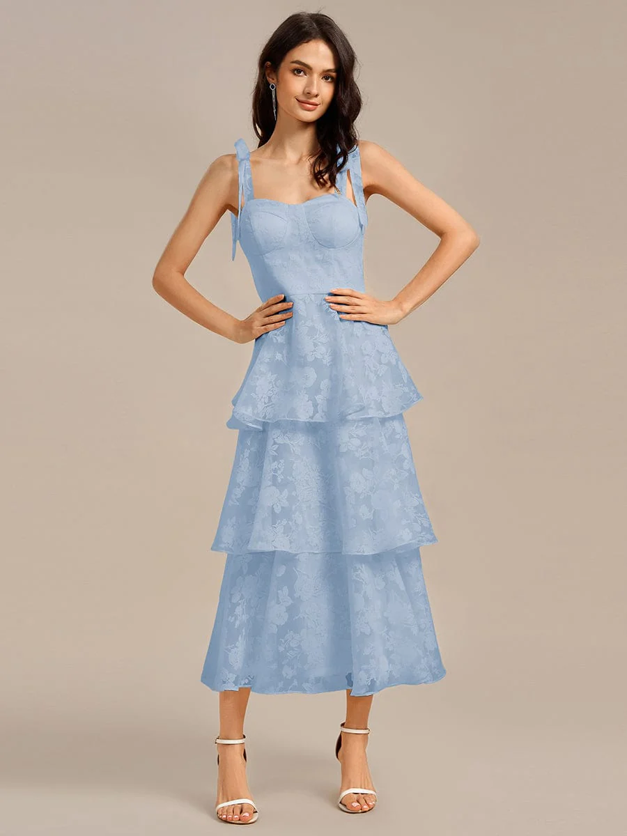 ever CODI|Floral Tie-Strap Bustier Tiered Midi Wedding Guest Dress - Image 25